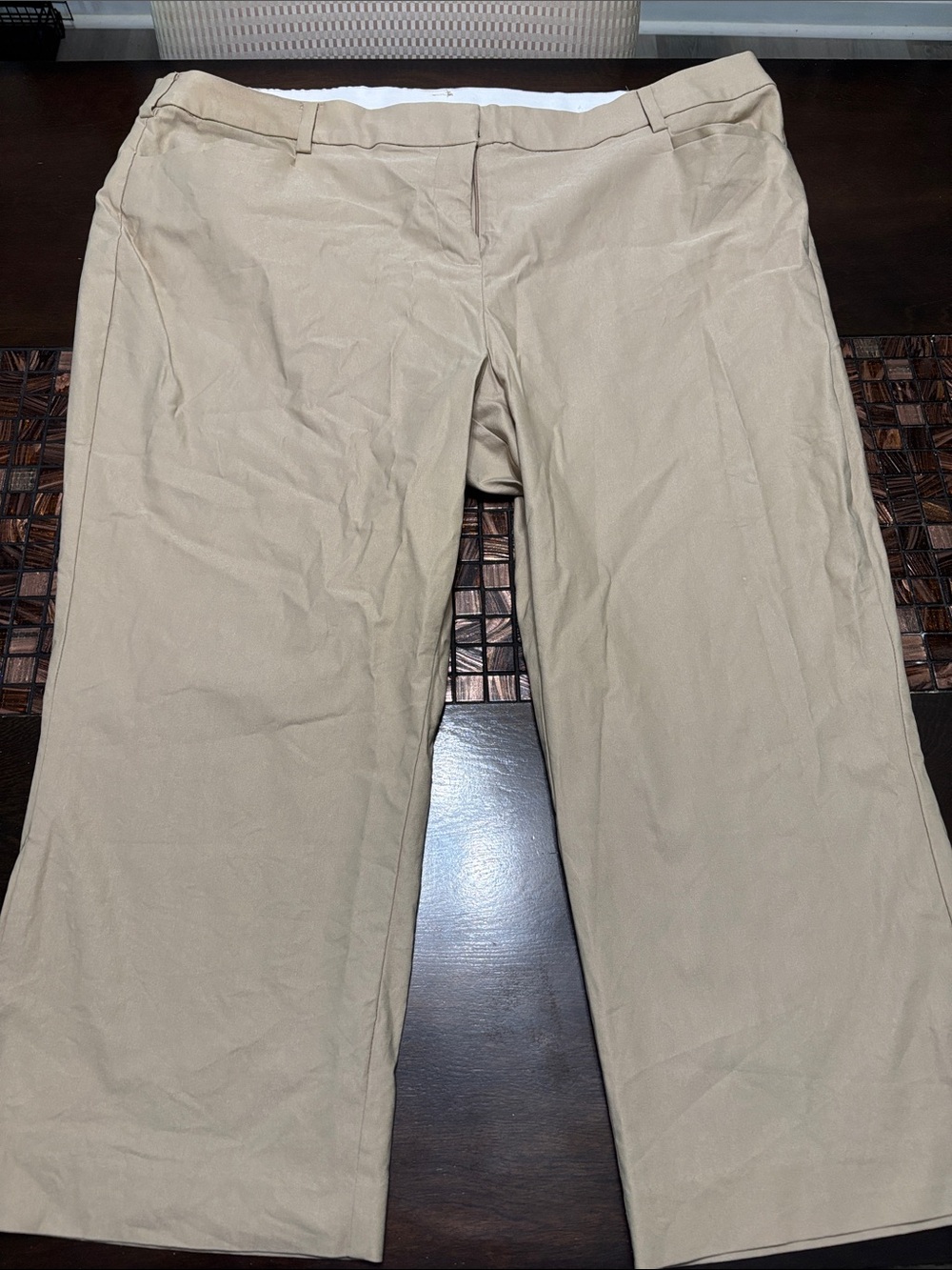 Lane Bryant Khaki Straight-Leg Trousers